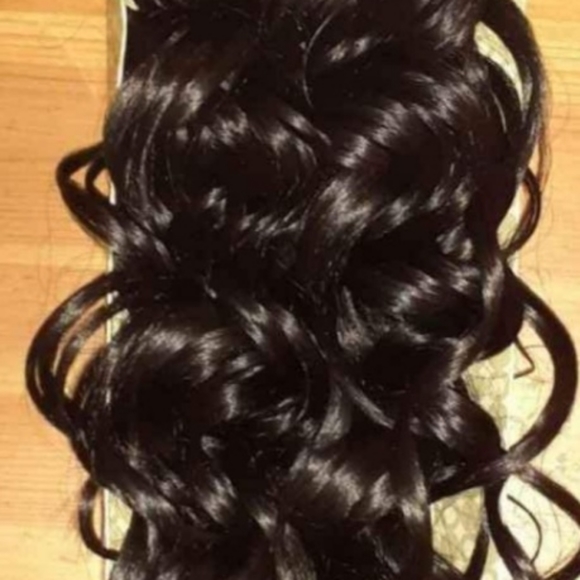 New Long  Curly Human Hair Extensions Blend 22" Full Set & Lace Closure - Picture 8 of 8